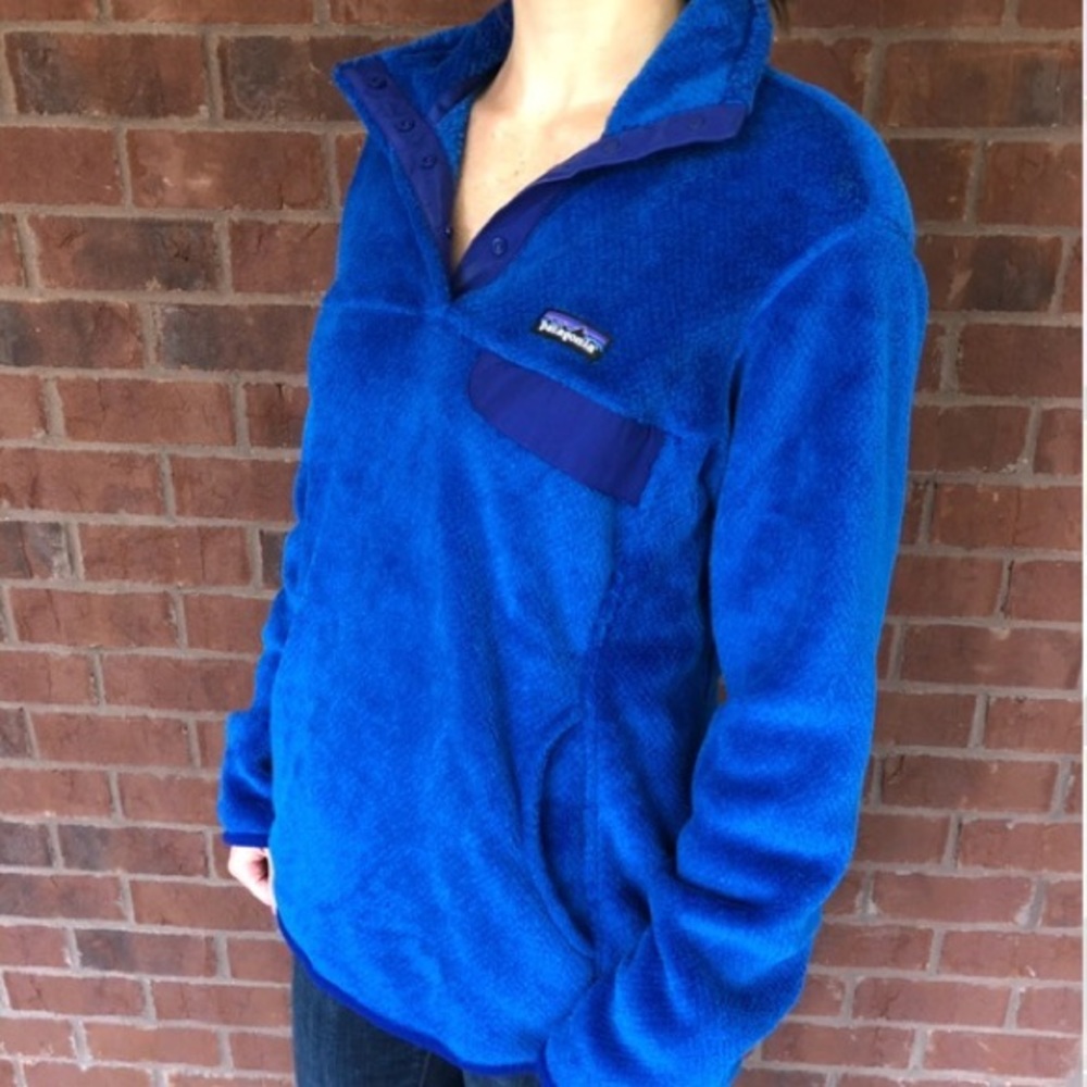 Patagonia Top women’s Size XL Re-Tool Snap-T pullover, BLUE, textured fleece